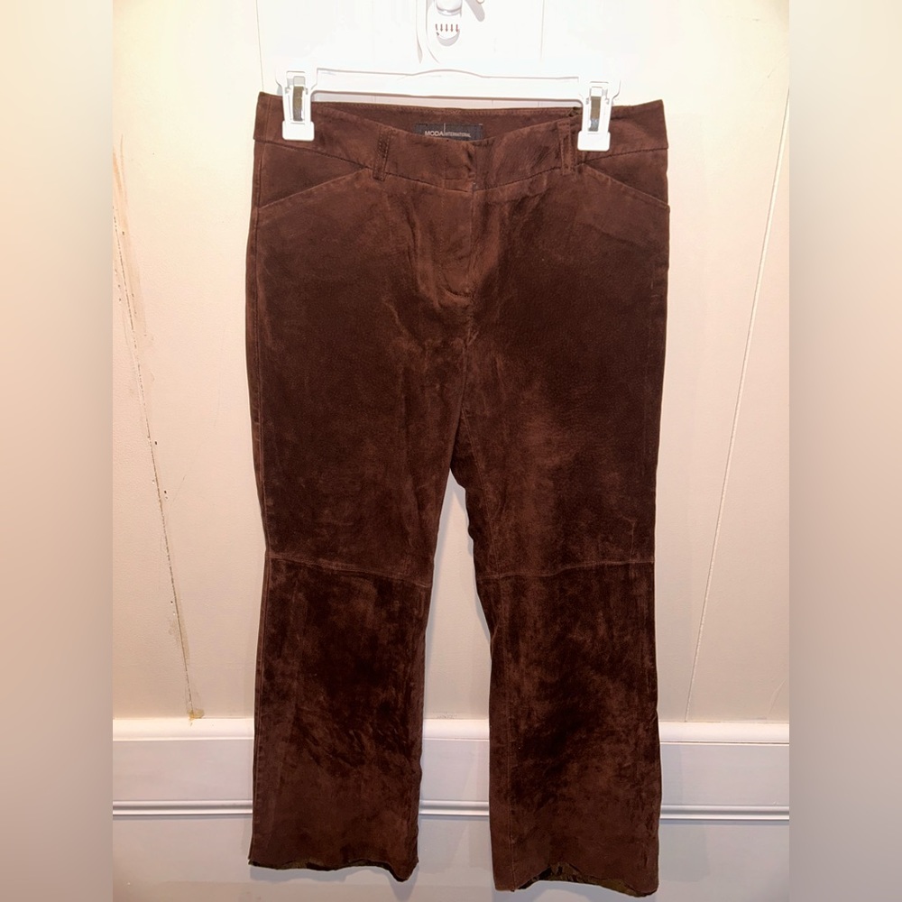MODA International The Christie Fit Brown Suede Leather Pants
